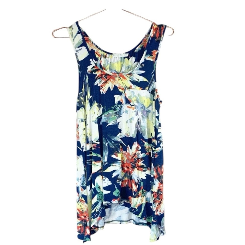 Anthropologie Weston Wear Blue Floral Top Sleeveless Tunic